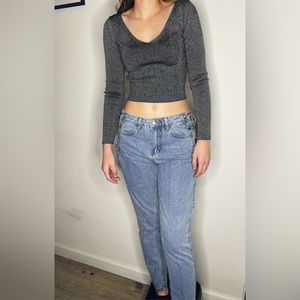 Small Sparkly Grey Zara Crop top